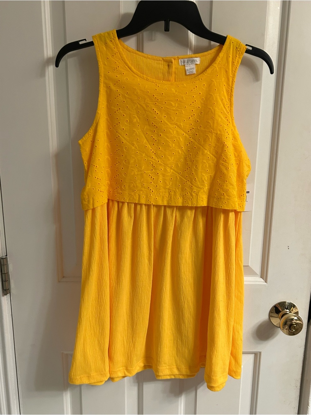 NWT- Girls Falls Creek Bright Yellow Eyelet Layered Sundress